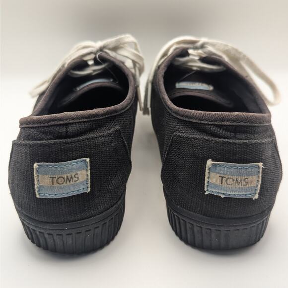 TOMS Cordones Boardwalk Black Canvas Lace Up Fashion Sneakers Women's Size 7.5 - Picture 6 of 10